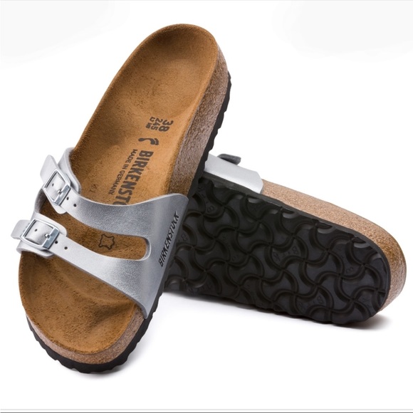 Birkenstock | Shoes | Birkenstock Ibiza 2 Strap Silver Sandals Euc |  Poshmark